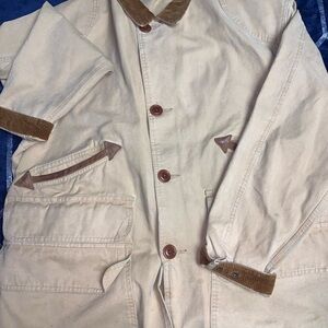 Men's Beige Corduroy-Trimmed Jacket